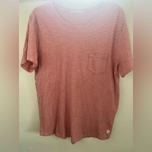 Marine Layer Men’s Pink Thin-Stripe Pocket Tee Size M/L
